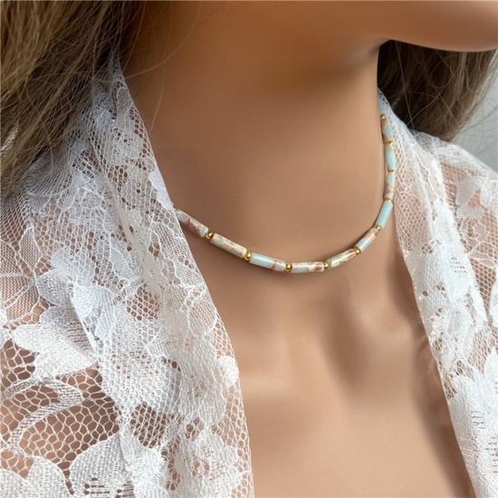 Immagine di Gemma ( Naturale ) Collana di Perline Oro Placcato Multicolore 35cm Lunghezza, 1 Pz