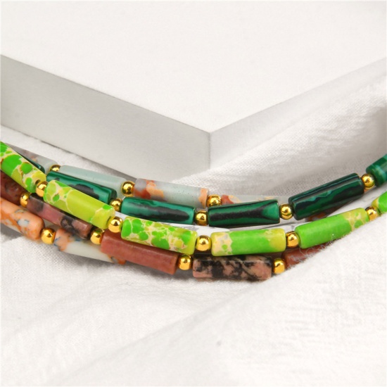 Picture of Gemstone ( Natural ) Beaded Necklace Gold Plated Multicolor 35cm(13 6/8") long, 1 Piece