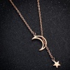Picture of Titanium Steel Galaxy Link Cable Chain Y Shaped Lariat Necklace Multicolor Star Moon Hollow 45cm(17 6/8") long