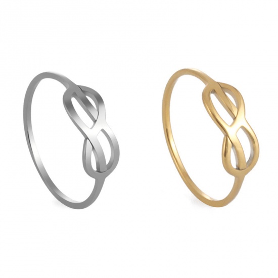 Bild von 304 Edelstahl Stilvoll Uneinstellbar Ring Bunt Rund Symbol von Unendlich Hohl 1 Stück