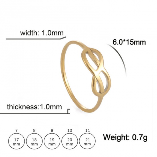 Bild von 304 Edelstahl Stilvoll Uneinstellbar Ring Bunt Rund Symbol von Unendlich Hohl 1 Stück