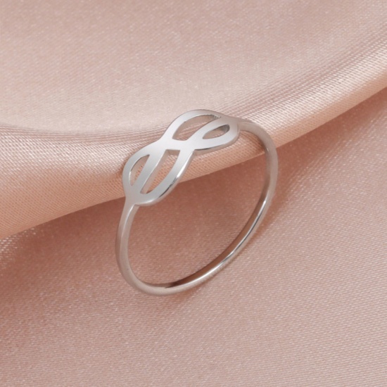 Bild von 304 Edelstahl Stilvoll Uneinstellbar Ring Bunt Rund Symbol von Unendlich Hohl 1 Stück