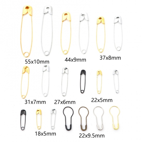 Picture of Iron Based Alloy Safety Pin Brooches Findings Multicolor