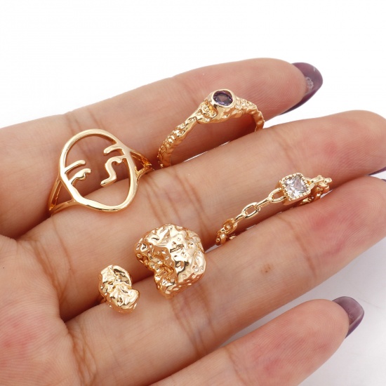 Picture of Copper Open Adjustable Rings Multicolor Face