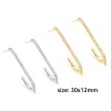 Picture of Brass Ear Post Stud Earrings Multicolor U-shaped With Loop Multicolour Cubic Zirconia 30mm x 12mm