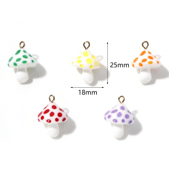 Picture of Resin Charms Mushroom Spot Gold Plated 3D 25mm x 18mm
