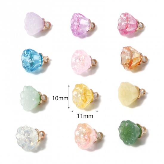 Picture of Lampwork Glass 3D Charms Multicolor Lotus Seedpod 11mm x 10mm