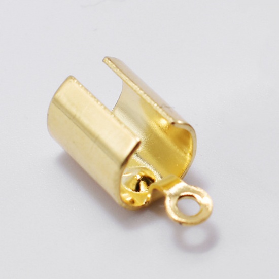 Immagine di 304 Acciaio Inossidabile Connettore di Collana Cilindrico Oro Placcato 100 Pz