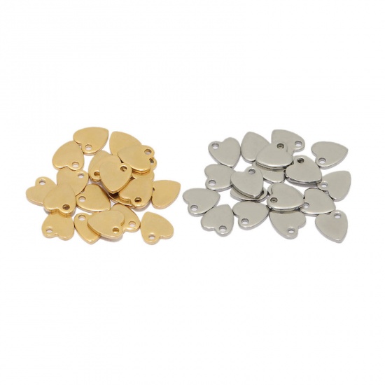Bild von 304 Edelstahl Valentinstag Charms Herz Bunt 10mm x 9mm, 20 Stück