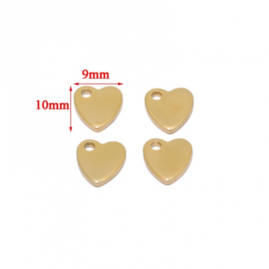 Bild von 304 Edelstahl Valentinstag Charms Herz Bunt 10mm x 9mm, 20 Stück