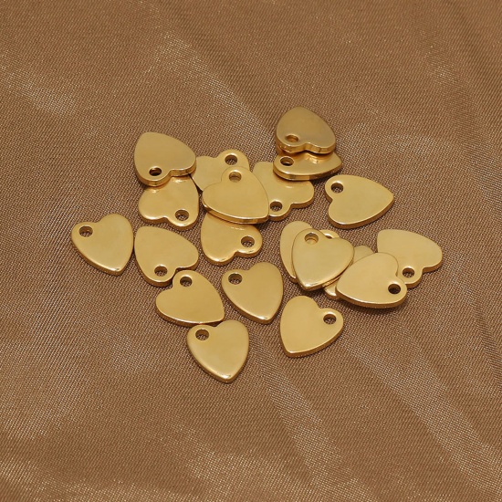 Bild von 304 Edelstahl Valentinstag Charms Herz Bunt 10mm x 9mm, 20 Stück