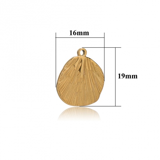 304ステンレス鋼 チャーム シェル 多色 ローレット 19mm x 16mm、 2 個 の画像