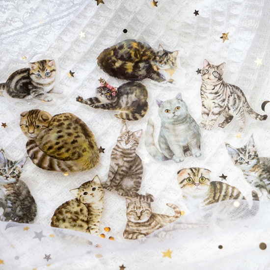 Picture of PET DIY Scrapbook Deco Stickers Multicolor Cat Animal