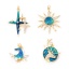 Immagine di Ottone Micro Intarsio Oro Placcato Verde Blu Stella Smalto Trasparente Cubic Zirconiae 1 Pz