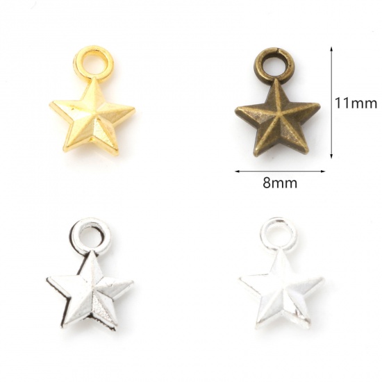 Immagine di Lega di Zinco Galassia Charms Stella a Cinque Punte Multicolore 3D 11mm x 8mm , 100 Pz