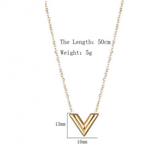 Picture of 304 Stainless Steel Stylish Link Cable Chain Necklace Multicolor V-shaped 50cm(19 5/8") long