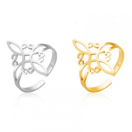 304 Stainless Steel Open Adjustable Rings Multicolor Celtic Knot Hollow 17.3mm(US Size 7)