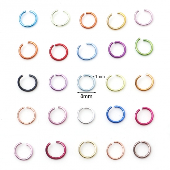 Picture of 1mm Aluminum Open Jump Rings Findings Round Multicolor 8mm Dia