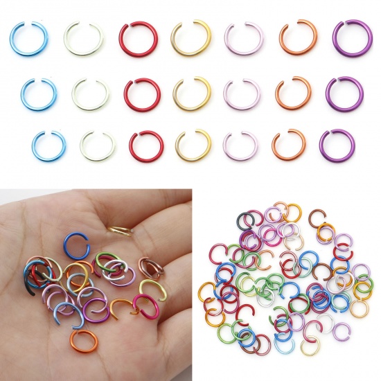 Picture of 1mm Aluminum Open Jump Rings Findings Round Multicolor 8mm Dia