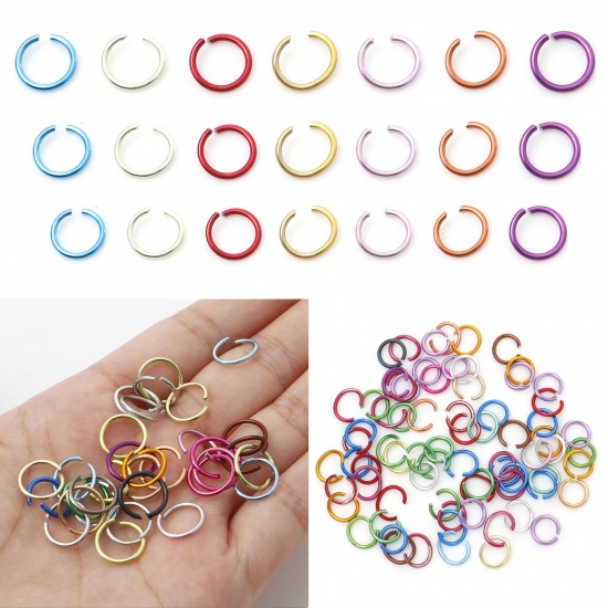 Picture of 1mm Aluminum Open Jump Rings Findings Round Multicolor 10mm Dia