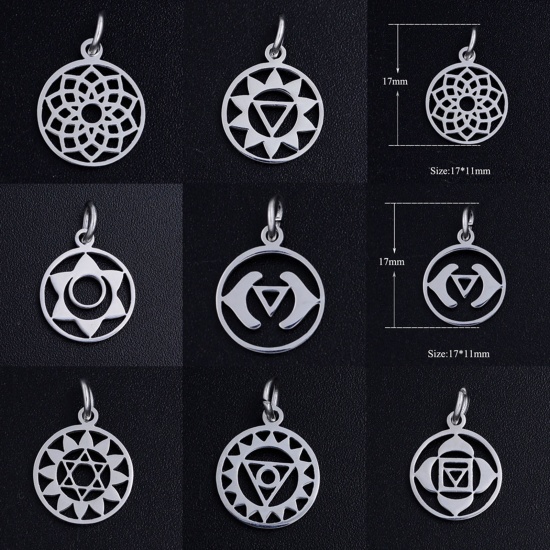 Immagine di 201 Acciaio Inossidabile Yoga Charms Multicolore Filigrana 17mm x 11mm, 5 Pz