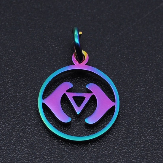 Immagine di 201 Acciaio Inossidabile Yoga Charms Multicolore Filigrana 17mm x 11mm, 5 Pz