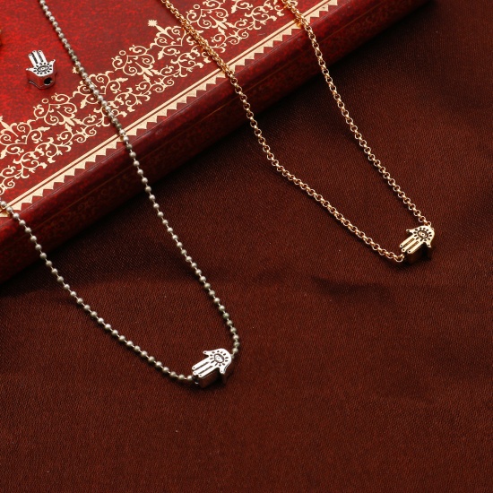 Immagine di Lega di Zinco Religione Perline Multicolore Palmo Occhi Circa 9mm x 7mm, Foro:Circa 1.4mm, 20 Pz