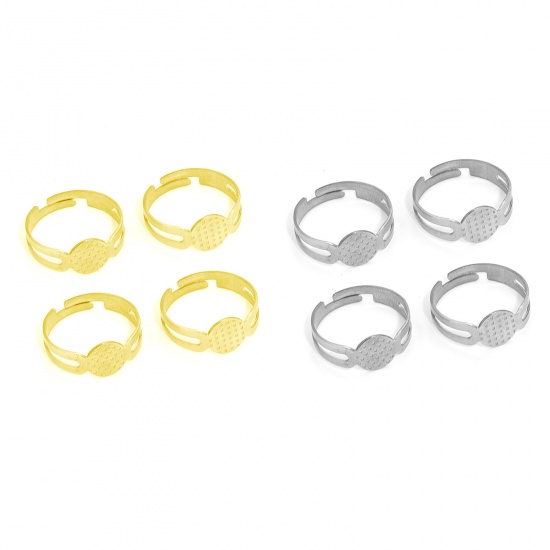 Picture of 304 Stainless Steel Adjustable Rings Multicolor Round Glue On (Fits 8mm Dia.) 17.3mm(US Size 7)