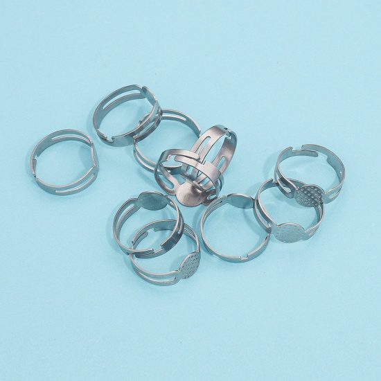 Picture of 304 Stainless Steel Adjustable Rings Multicolor Round Glue On (Fits 8mm Dia.) 17.3mm(US Size 7)