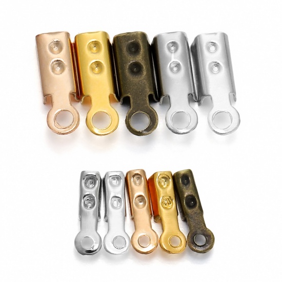 Picture of Iron Based Alloy Cord End Crimp Caps Rectangle Multicolor Dot