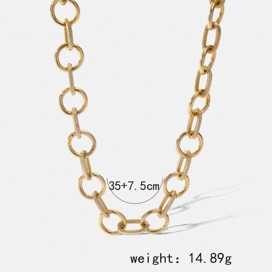 Picture of Stylish Choker Necklace Gold Plated Link Chain