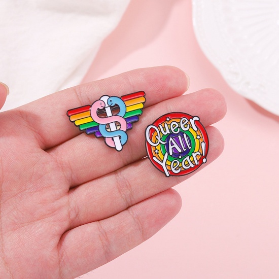 Picture of Rainbow Pin Brooches Multicolor Enamel