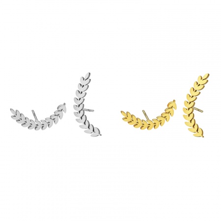 304 Stainless Steel Ear Post Stud Earrings Multicolor Ear Of Wheat Hollow 20.9mm x 9.7mm