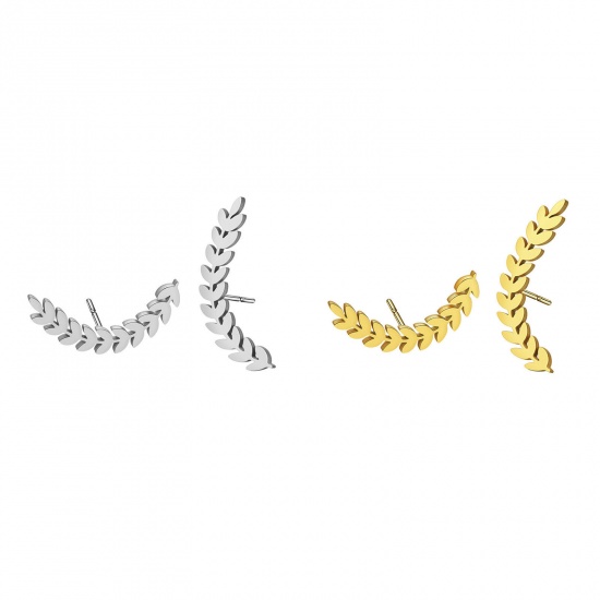 Immagine di 304 Acciaio Inossidabile Orecchini a Perno Multicolore Spiga di Grano Filigrana 20.9mm x 9.7mm, Posta / Filo Dimensione: (20 misura), 1 Paio