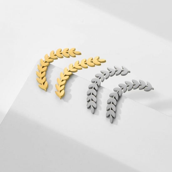 Immagine di 304 Acciaio Inossidabile Orecchini a Perno Multicolore Spiga di Grano Filigrana 20.9mm x 9.7mm, Posta / Filo Dimensione: (20 misura), 1 Paio