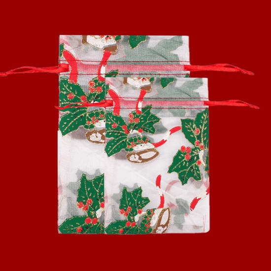 Picture of Organza Christmas Drawstring Bags Rectangle Multicolor