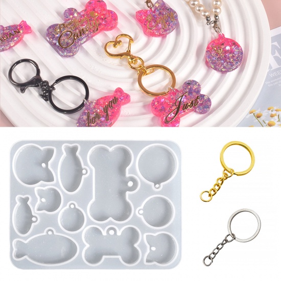 Picture of Silicone Pet Memorial Resin Mold For Dog Cat Tag Jewelry Making Multicolor