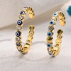 Picture of Eco-friendly Retro Stylish 14K Real Gold Plated Copper & Cubic Zirconia Open Adjustable Round Evil Eye Enamel Rings For Women