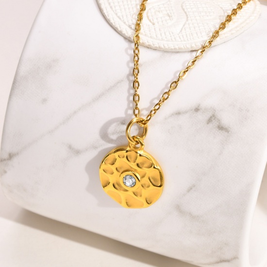 Picture of Eco-friendly Retro Stylish 18K Real Gold Plated 304 Stainless Steel Rolo Chain Geometric Pendant Necklace For Women