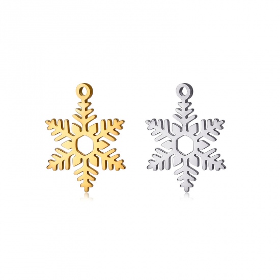 Immagine di 304 Acciaio Inossidabile Charms Natale Fiocco di Neve Multicolore Filigrana 20mm x 15mm, 5 Pz