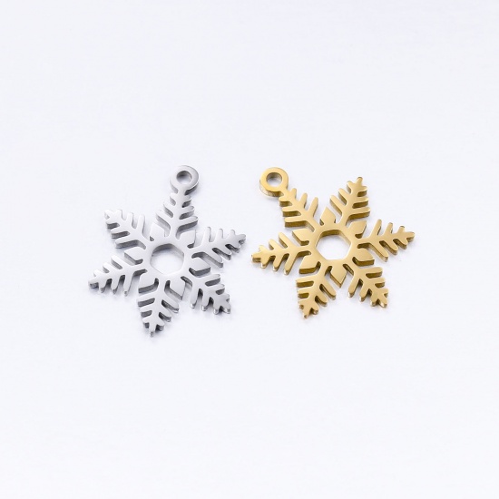 Immagine di 304 Acciaio Inossidabile Charms Natale Fiocco di Neve Multicolore Filigrana 20mm x 15mm, 5 Pz