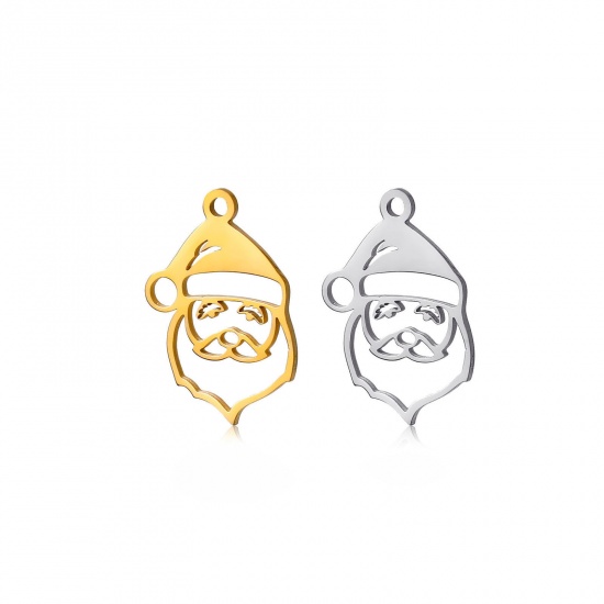 Bild von 304 Edelstahl Charms Weihnachten Weihnachtsmann Bunt Hohl 20mm x 15mm, 5 Stück