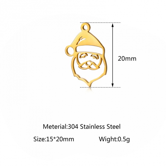 Bild von 304 Edelstahl Charms Weihnachten Weihnachtsmann Bunt Hohl 20mm x 15mm, 5 Stück