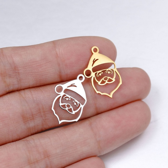 Bild von 304 Edelstahl Charms Weihnachten Weihnachtsmann Bunt Hohl 20mm x 15mm, 5 Stück