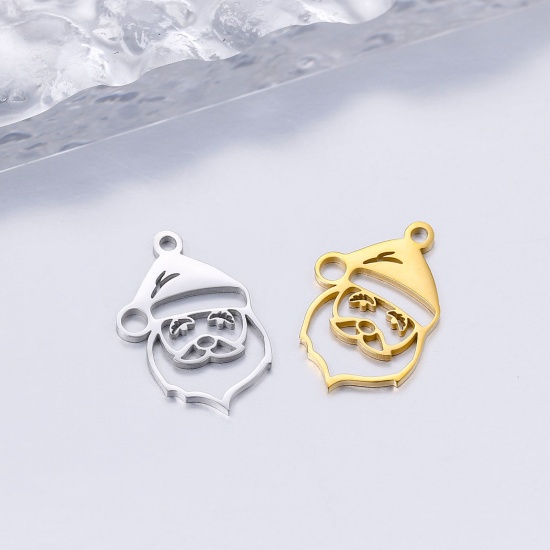 Bild von 304 Edelstahl Charms Weihnachten Weihnachtsmann Bunt Hohl 20mm x 15mm, 5 Stück