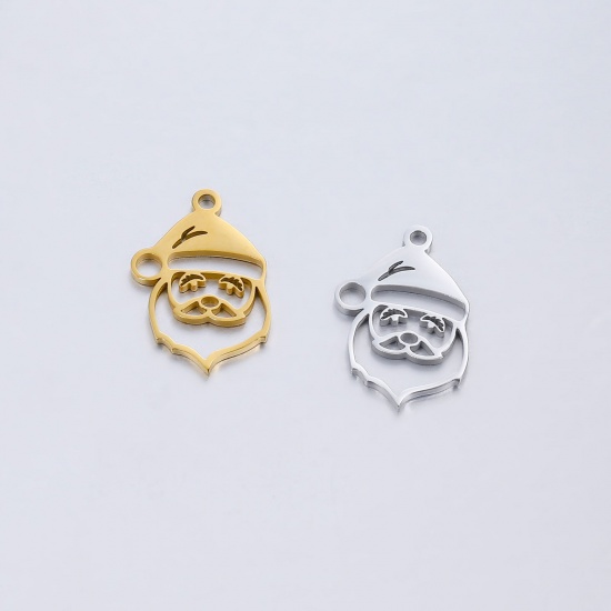 Bild von 304 Edelstahl Charms Weihnachten Weihnachtsmann Bunt Hohl 20mm x 15mm, 5 Stück