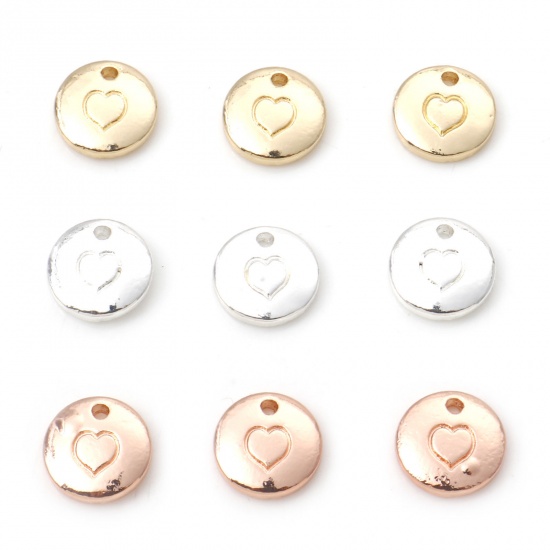 Picture of Zinc Based Alloy Valentine's Day Charms Multicolor Round Heart 10mm Dia.