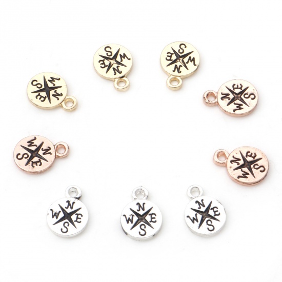 Picture of Zinc Based Alloy Travel Charms Multicolor Round Compass 11.5mm x 8mm
