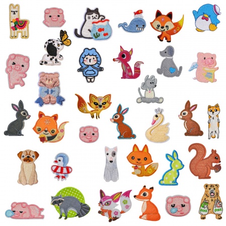 Polyester Embroidery Iron On Patches Appliques (With Glue Back) DIY Sewing Craft Clothing Decoration Multicolor Animal