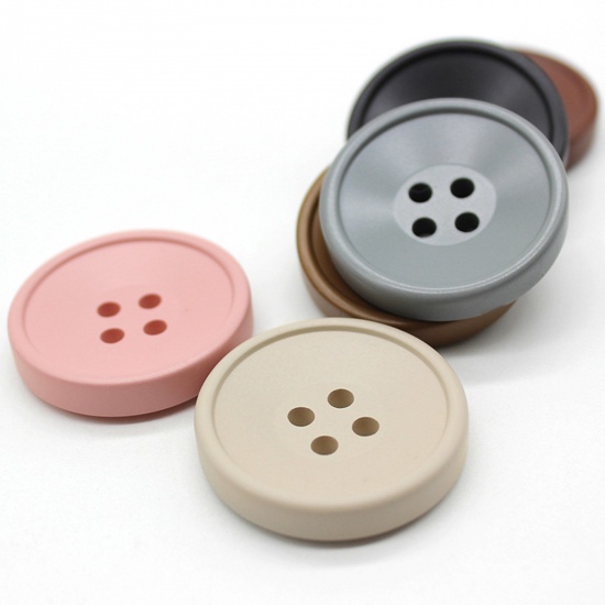 Picture of Resin Sewing Buttons Scrapbooking 4 Holes Round Multicolor